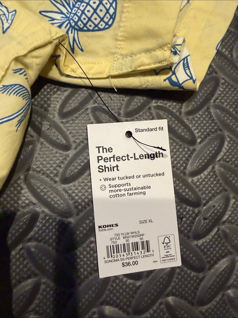 Yellow Tropical Print Short-Sleeve Button-Down Shirt - Picture 3 of 6